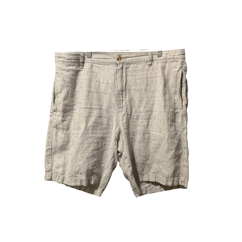 Madda Fella Mens 100% Linen Shorts Beige Oatmeal Key West MF-1308 Size 38